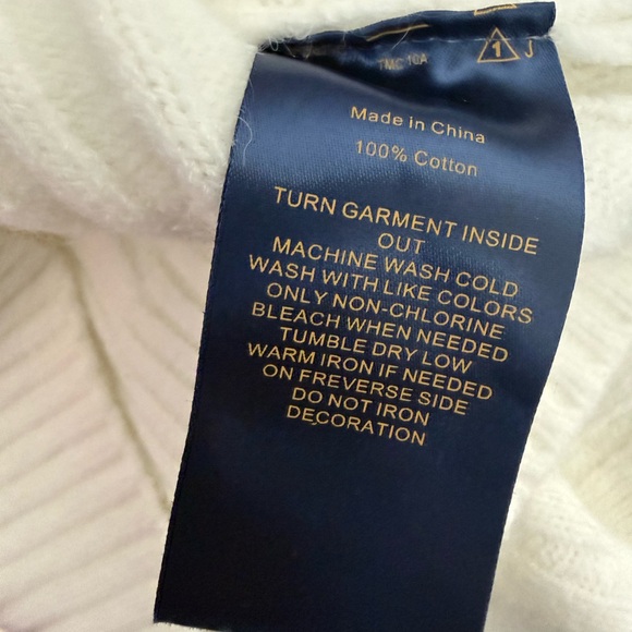 Polo Ralph Lauren white 100% cotton cable knit sweater 90’s minimalist Size XL - Picture 8 of 8